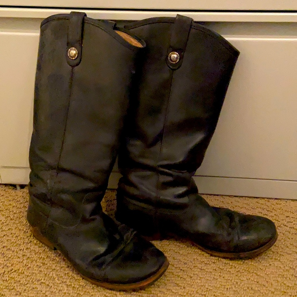 Frye black leather Melissa tall boots size 9